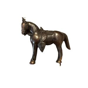 Vintage Bronzed Metal Horse Figurine Made In Japan Western Decor Miniature
